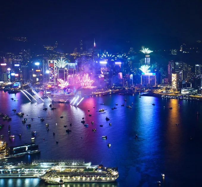 Fuegos artificiales en Hong Kong