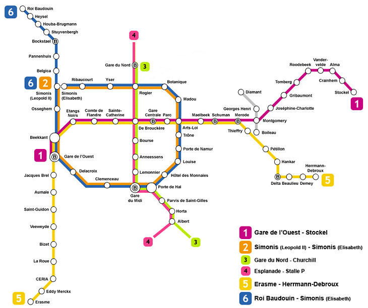 Mapa del Metro de Bruselas