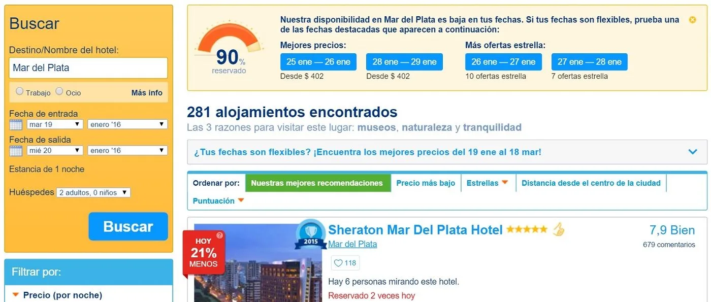 Buscador de Hoteles Booking.com