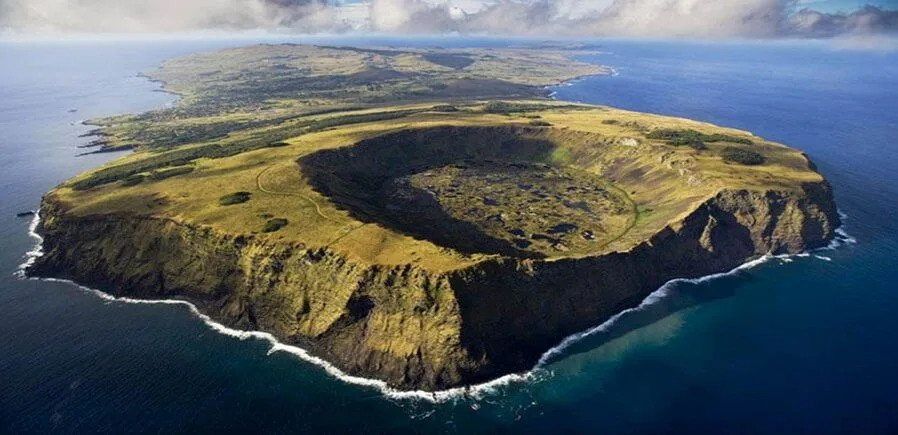 Vista aérea del Volcán Rano Kau