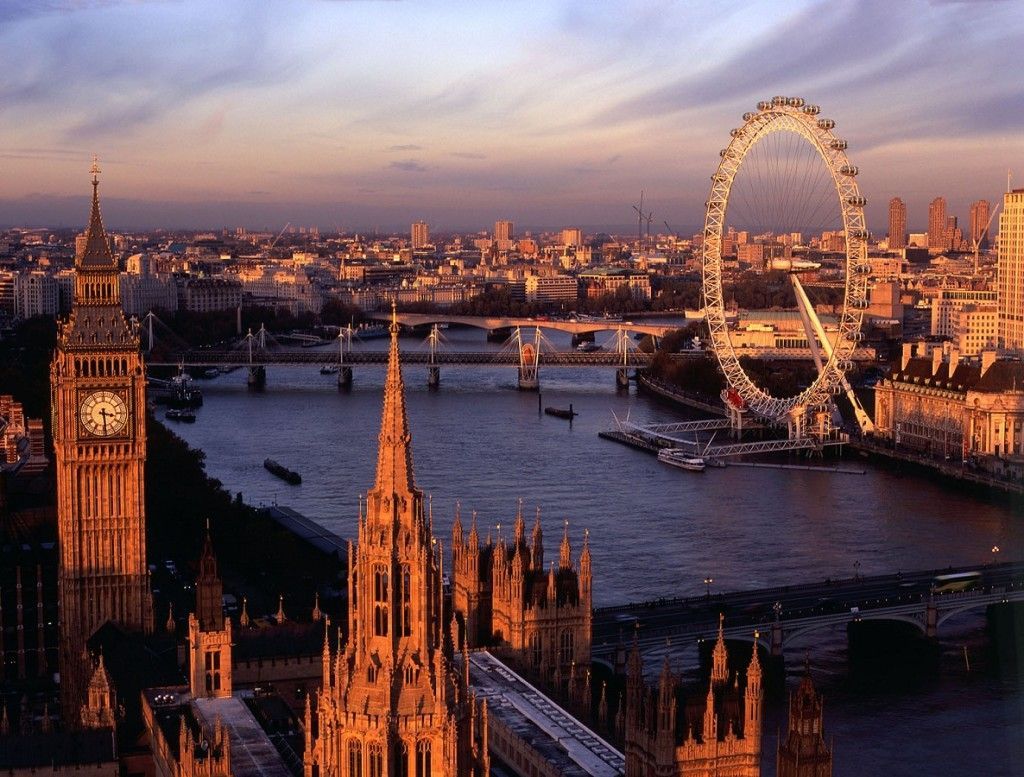 Vista de Londres, incluyendo el Big Ben y el London Eye