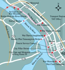 Mapa turístico de Kanchanaburi